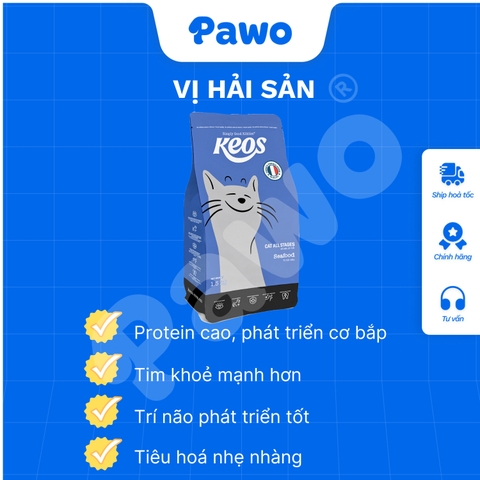 Hạt Keos cho mèo mọi lứa tuổi vị Hải sản PAWO