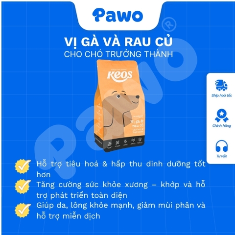 Hạt Keos Cho Chó Trưởng Thành Vị Gà Rau Củ 1,5kg PAWO