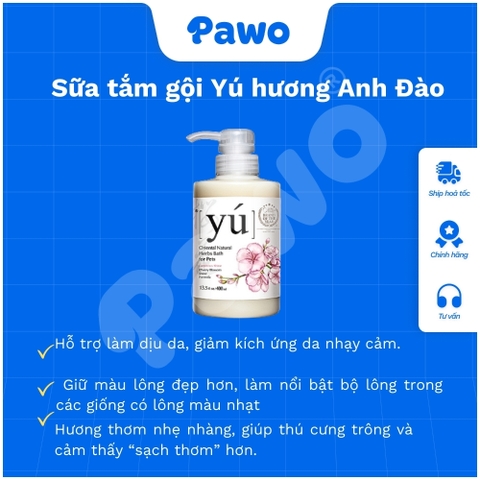SPVS - Sữa Tắm YÚ Thơm Lâu, Khử Mùi Cho Chó Mèo 400ml PAWO