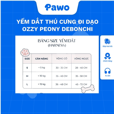 Yếm dắt thú cưng đi dạo Ozzy Peony debonchi | PAWO
