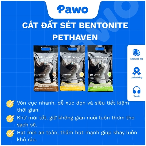 Cát đất sét bentonite PetHaven 9L - Cát vệ sinh cho mèo