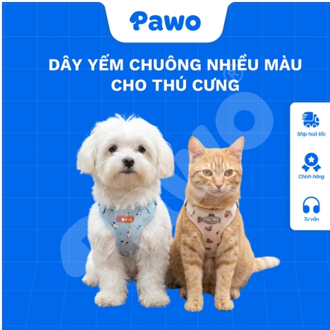 Dây dắt yếm chuông nhiều màu cho thú cưng - PAWO
