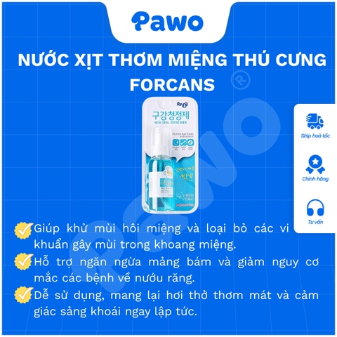 Nước xịt thơm miệng Forcans 100ml cho thú cưng PAWO
