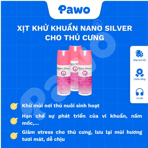 Xịt khử khuẩn cho thú cưng NANO SILVER 200ml - PAWO