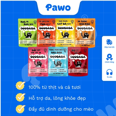 Hỗ Trợ Bé Mèo Kén Ăn - Pate Tươi GOOGAGA 85G Nhiều Vị PAWO