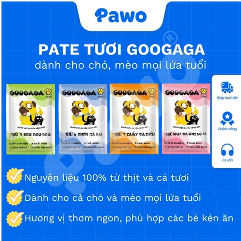 Phù Hợp Bé Kén Ăn - Pate Tươi Googaga 85G Cho Chó và Mèo, Dinh Dưỡng | PAWO