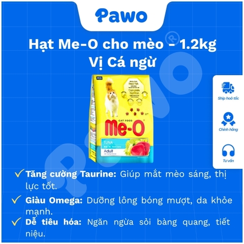Hạt Me-O Dành Cho Mèo Lớn (Vị Cá Ngừ, Hải Sản, Cá Thu, Cá Hồi) | PAWO