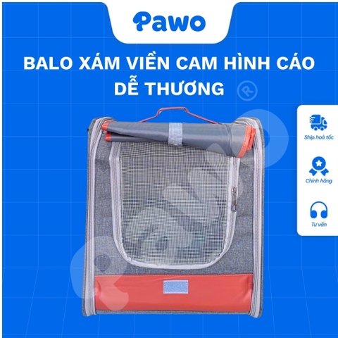 Balo xám viền cam hình cáo dễ thương cho thú cưng - PAWO