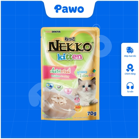 Pate NEKKO cho mèo con dạng xốt nội địa Thái Lan gói 70g PAWO.