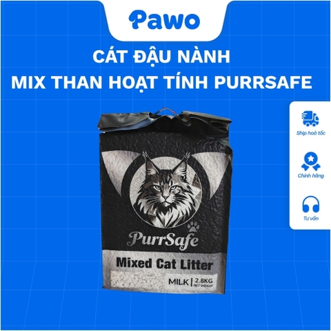 Cát vệ sinh cho mèo đậu nành mix than hoạt tính Purrsafe