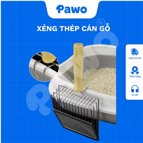 Xẻng xúc cát thép không gỉ - Cán gỗ PAWO