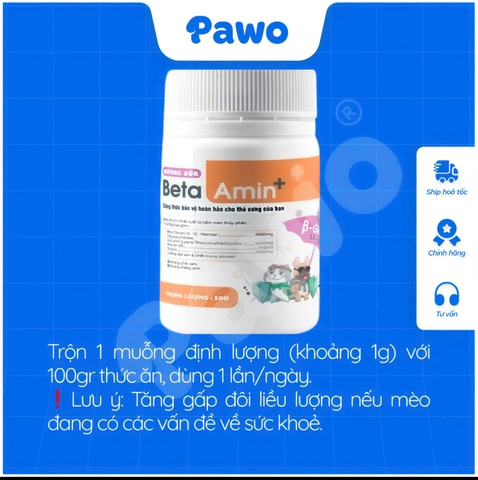Viên uống Tăng cân, tăng đề kháng tránh bệnh vặt BETA AMIN ECOPETS ở chó và mèo | PAWO