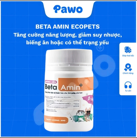 Viên uống Tăng cân, tăng đề kháng tránh bệnh vặt BETA AMIN ECOPETS ở chó và mèo | PAWO