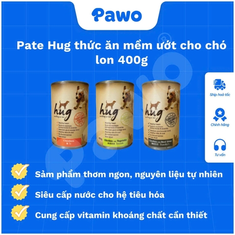 Pate Hug thức ăn mềm ướt cho chó lon 400g | PAWO
