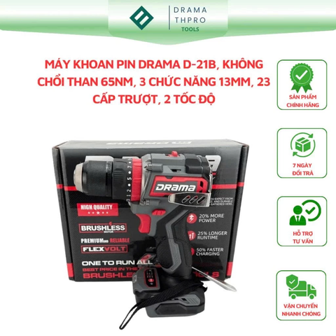 Thân Máy Khoan Pin DRM-TD21A & TD21B 21V Không Chổi Than 65Nm
