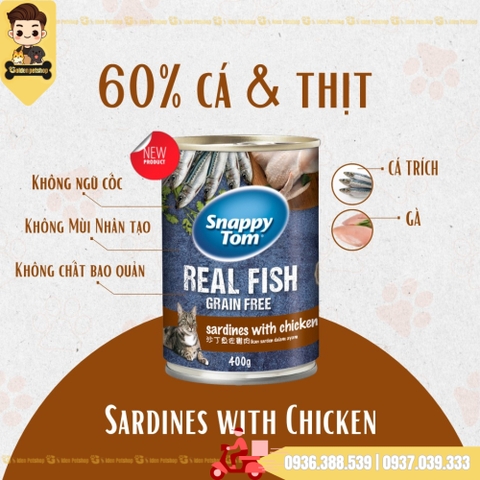 Pate dành cho mèo thịt cá/ thịt gà Snappy Tom - Lon 400g