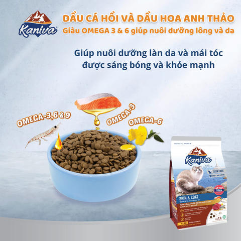 Thức ăn hạt dành cho mèo Kaniva mèo dưỡng lông da- Skin&Coat