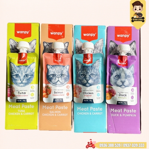 Súp thưởng nắp vặn cho mèo Wanpy có Rau củ  (Chính hãng) - gói 90gr