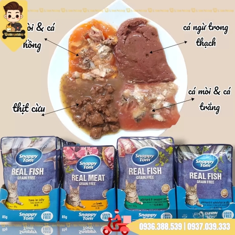 Pate cho mèo Snappy tom thịt Gà. thịt Cá - gói 85g