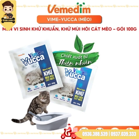 Men khử khuẩn, khử mùi cho cát vệ sinh mèo Vime Yucca