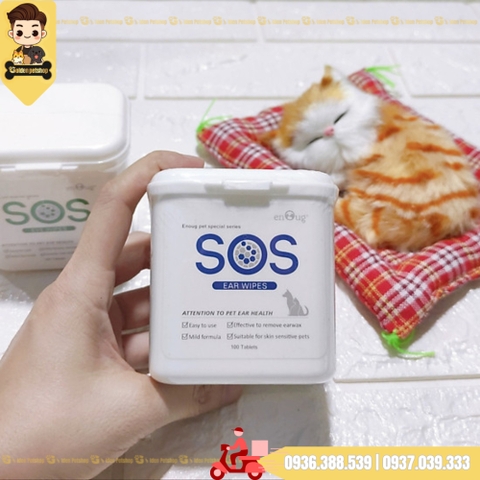 Khăn lau vệ sinh tai cho chó mèo, tiện lợi SOS - hộp 100 miếng