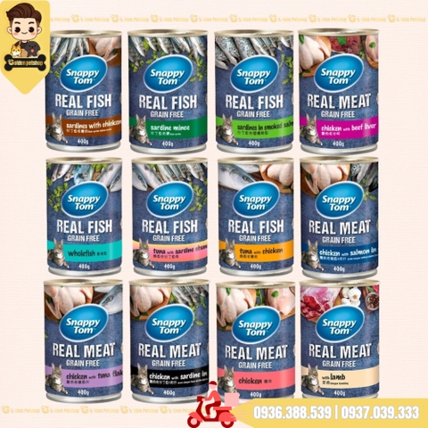 Pate dành cho mèo thịt cá/ thịt gà Snappy Tom - Lon 400g