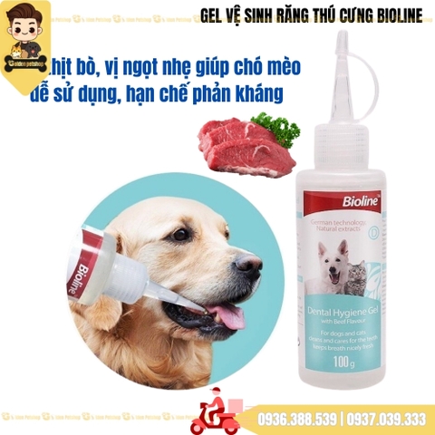 Gel làm sạch răng miệng cho chó mèo Bioline - chai 100g