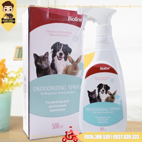 Xịt khử mùi diệt khuẩn cho chó mèo Bioline - Chai 500ml