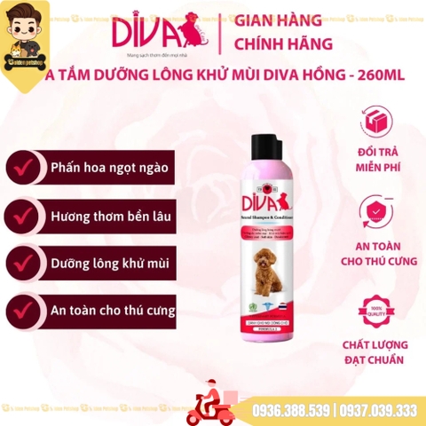 Sữa tắm cho chó Diva - thơm dai - Chai 260ml