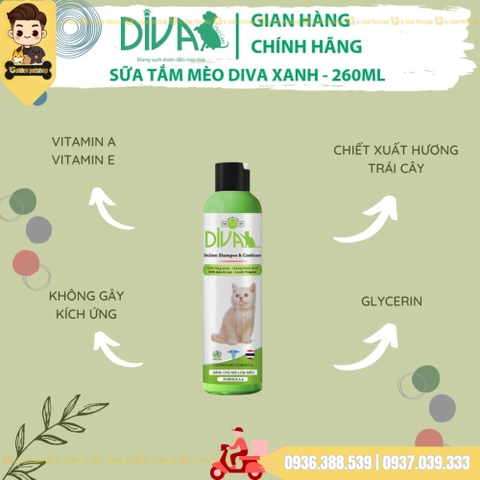 Sữa tắm cho mèo Diva - da nhạy cảm - Chai 260ml