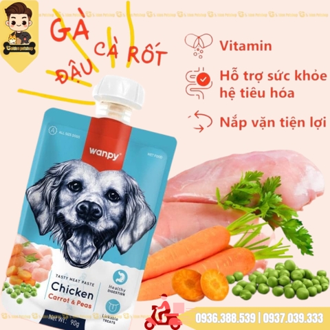 Súp thưởng nắp vặn cho chó Wanpy (chính hãng) - gói 90g