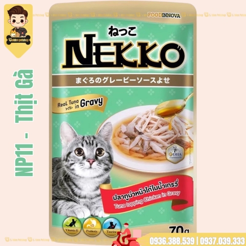 Pate cho mèo Nekko Gravy (thịt xé nước sốt) - gói 70g