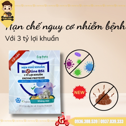 Men khử khuẩn cho cát vệ sinh mèo Bioline BS1