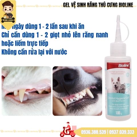 Gel làm sạch răng miệng cho chó mèo Bioline - chai 100g