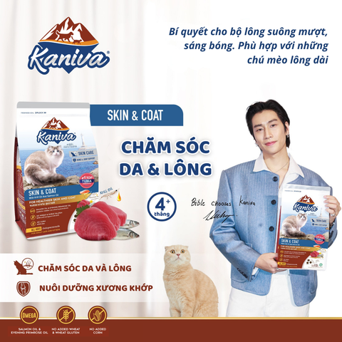 Thức ăn hạt dành cho mèo Kaniva mèo dưỡng lông da- Skin&Coat