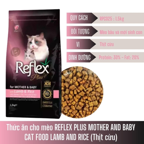 Thức ăn cho mèo Reflex Plus Mother&Baby - Vị Cừu cho mèo mẹ và mèo sơ sinh