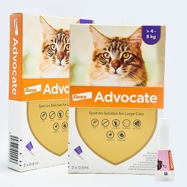 Nhỏ gáy trị ve rận, ngừa ghẻ, xổ giun cho mèo Advocate