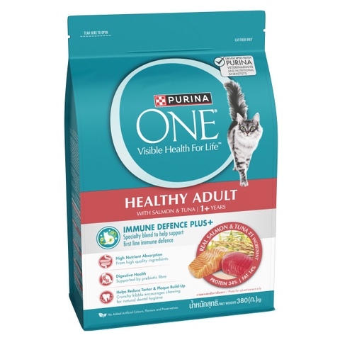 Hạt Cho Mèo Trưởng Thành Purina One Healthy Adult Cá Hồi & Cá Ngừ