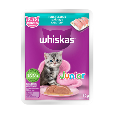 Pate cho mèo Con Whiskas Junior 2 đến 12 tháng tuổi - gói 80g