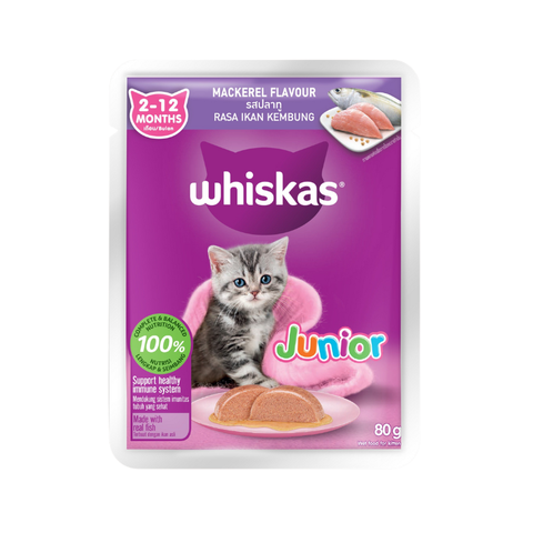 Pate cho mèo Con Whiskas Junior 2 đến 12 tháng tuổi - gói 80g