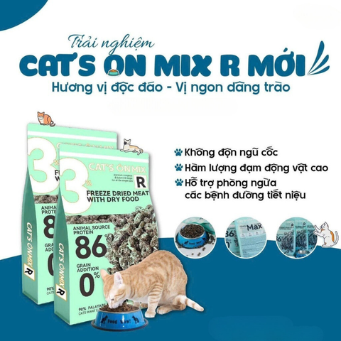 Thức ăn hạt cho mèo topping ruốc Cat's On mix R