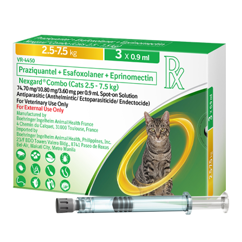 NexGard combo trị ve rận, ghẻ, xổ giun cho  mèo