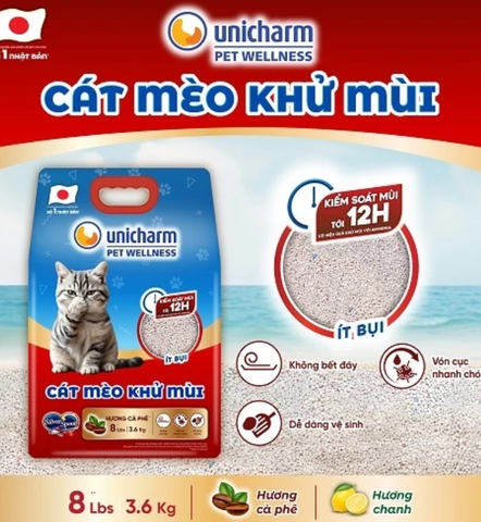 Cát đất sét Unicharm 8L/3.6kg