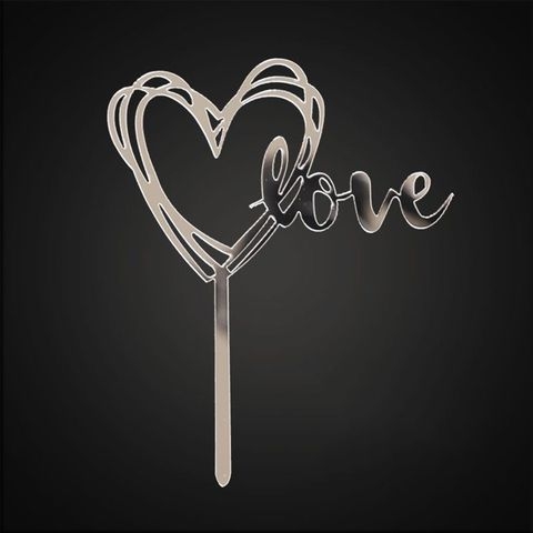 Meka chữ Love Bạc (1 gói 10 chiếc)