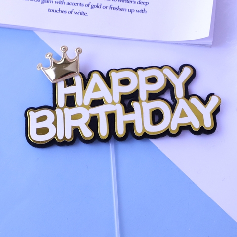 Topper HPBD Vương miện - Đen
