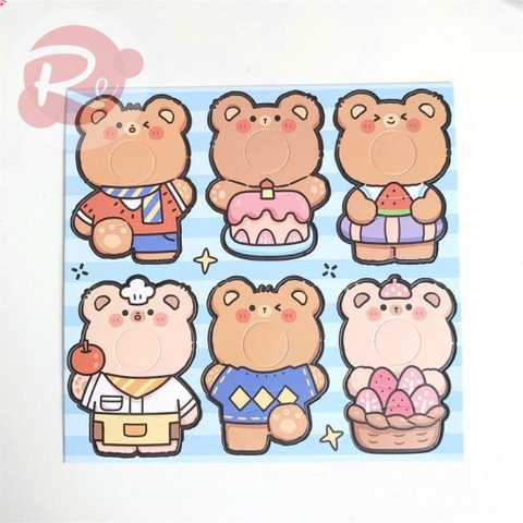 Set 6 giấy bọc kẹo - Gấu bánh