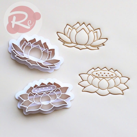 Khuôn ấn Fondant - Bộ 2 hoa sen