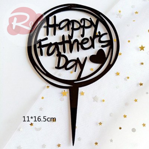 Thẻ meka Happy Father Day - Tròn - Màu Đen (1 gói 10 chiếc)