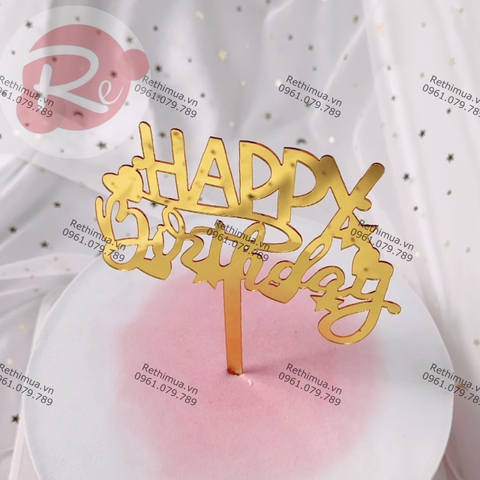 Thẻ meka - Happy Birthday tim sao - Vàng (gói 10 chiếc)