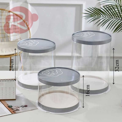 Hộp mica xám hoa hồng - 26x26x18